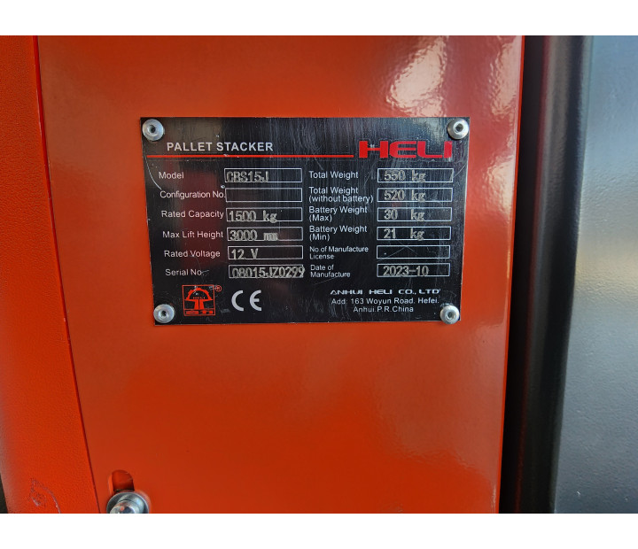 Apilador eléctrico hombre caminando Heli CBS15J 1.5 toneladas