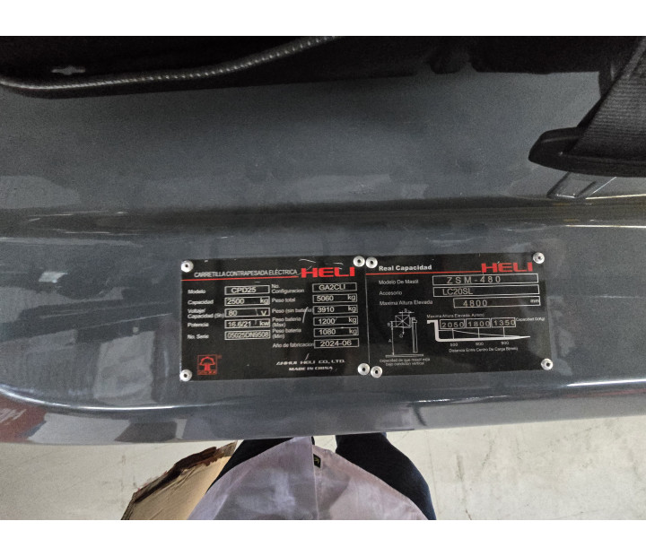 Montacargas Heli Cushion Electrico CPD25-GA2CLI para 2.5 toneladas