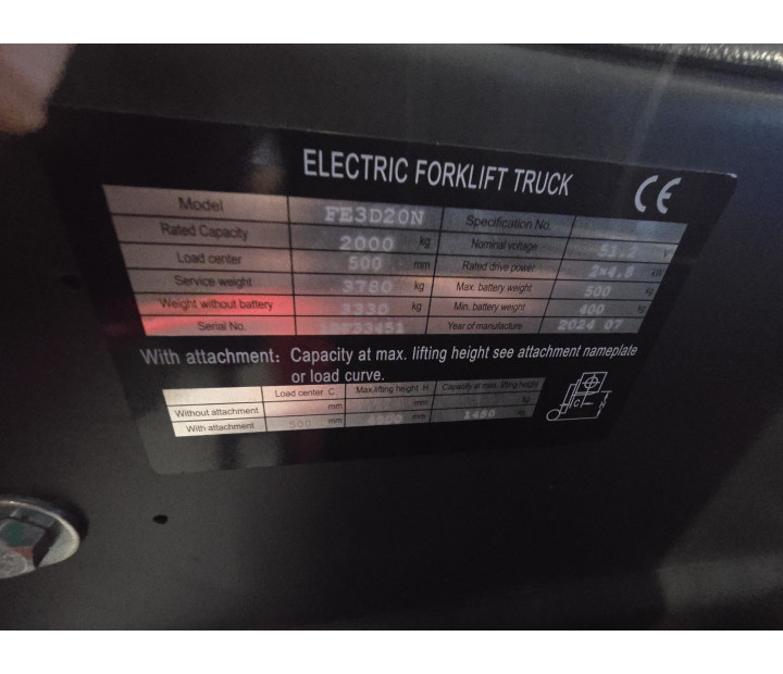 Montacargas Electrico Noblelift FE3D20N triciclo dos toneladas