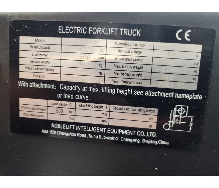 Montacargas Eléctrico NobleLift 2 toneladas FE4P20N