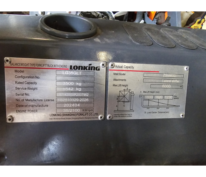 Montacargas Lonking LG35GLT Diesel de 3.5 toneladas