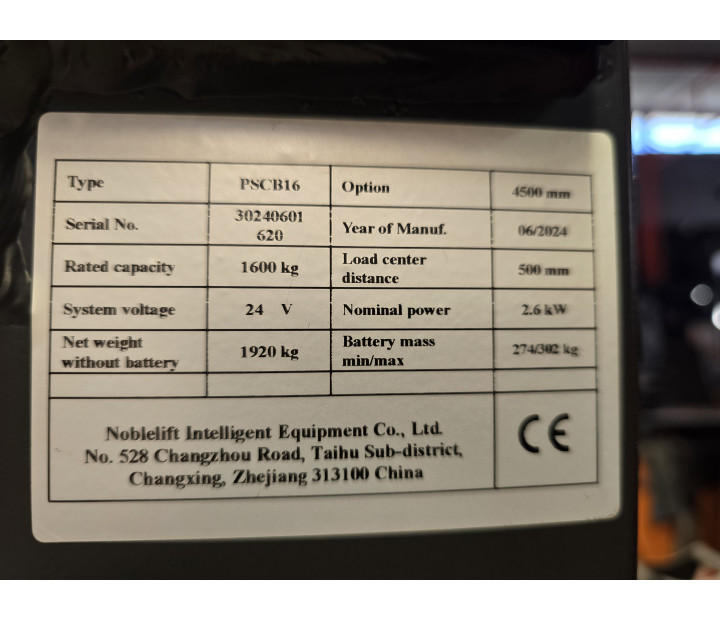 Montacargas Apilador con Reach Noblelift PS16CB